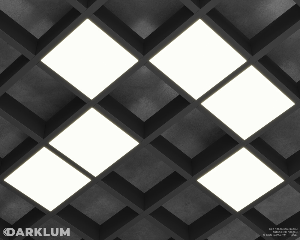 Светодиодный светильник FTP Грильято Домино х6 100х100 (90х90) 50Вт 4000К IP20 фото 1
