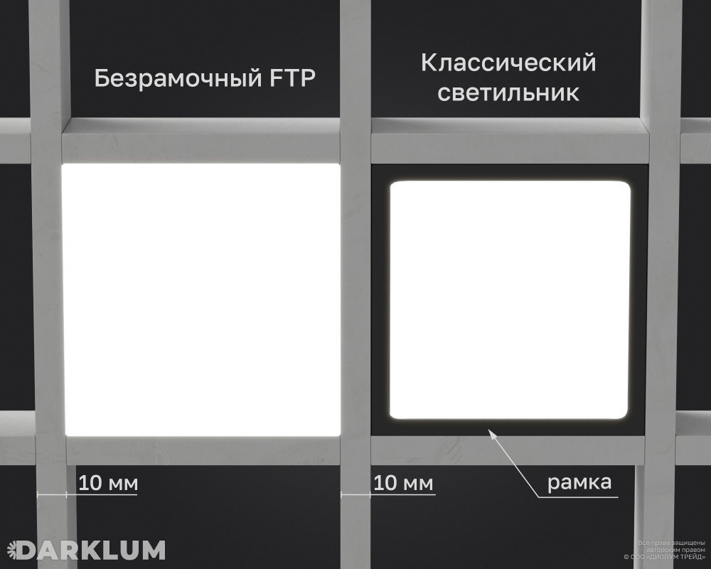 Светодиодный светильник FTP Грильято Домино х6 100х100 (90х90) 50Вт 4000К IP20 фото 6